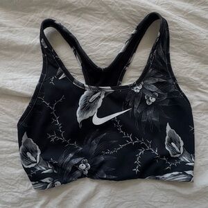 Nike Women's Black and White Floral Sports Bra